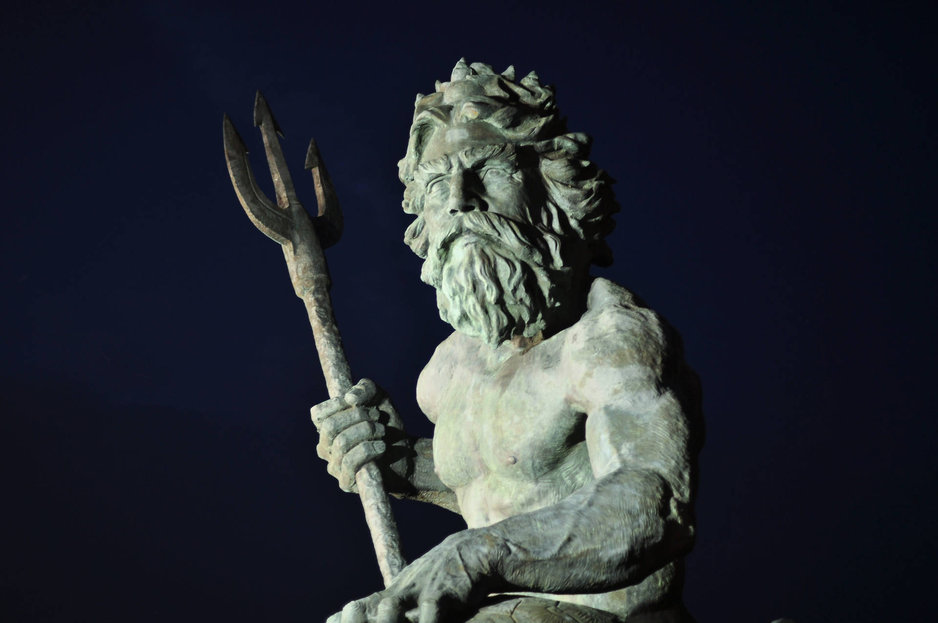 Virginia Beach King Neptune Statue Close-up Background