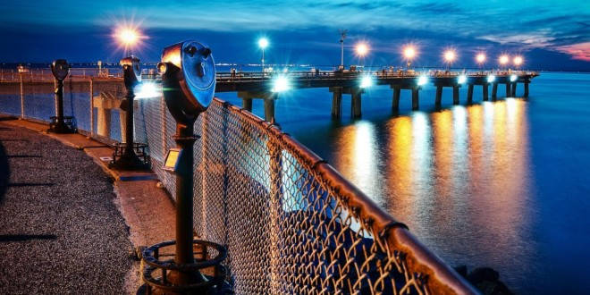 Virginia Beach Pier At Night Background