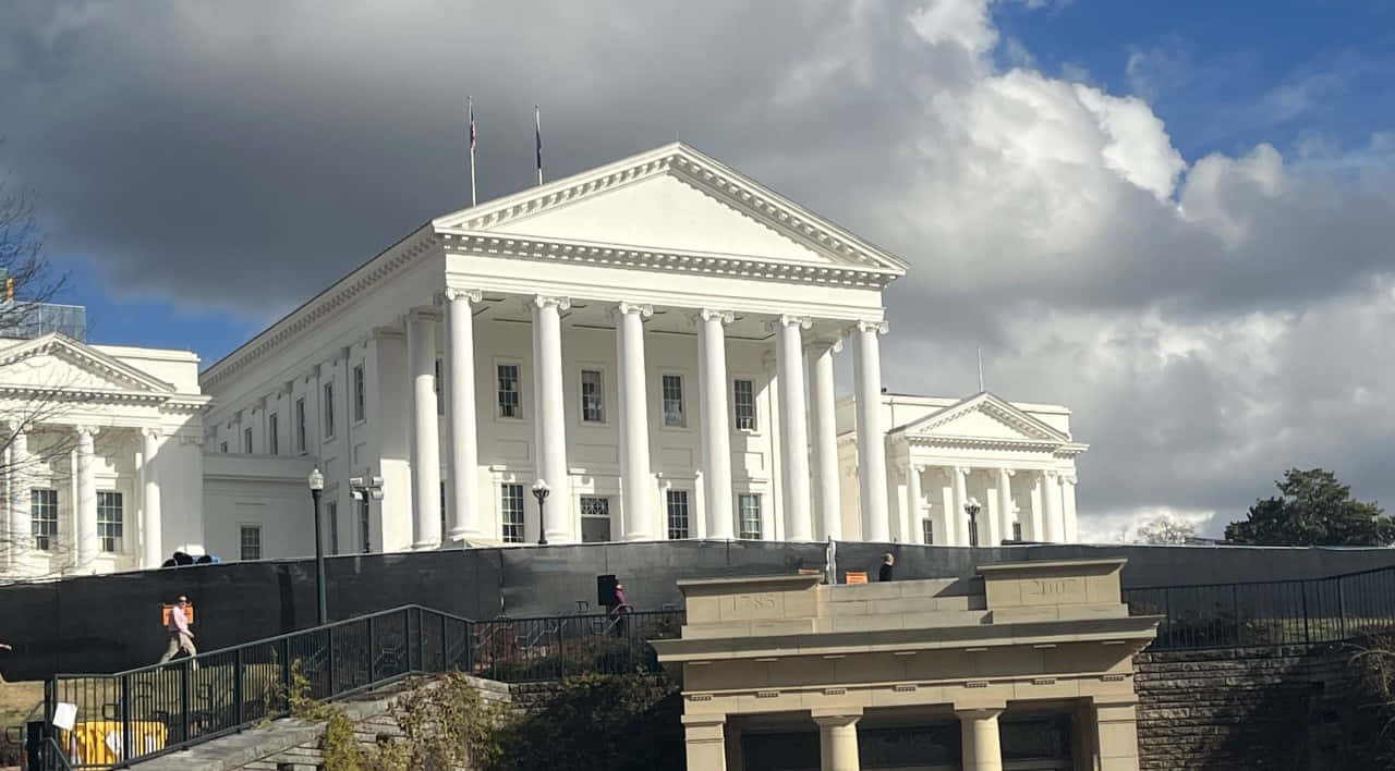Virginia State Capitol Fenced With Temporary Black Barriers Background