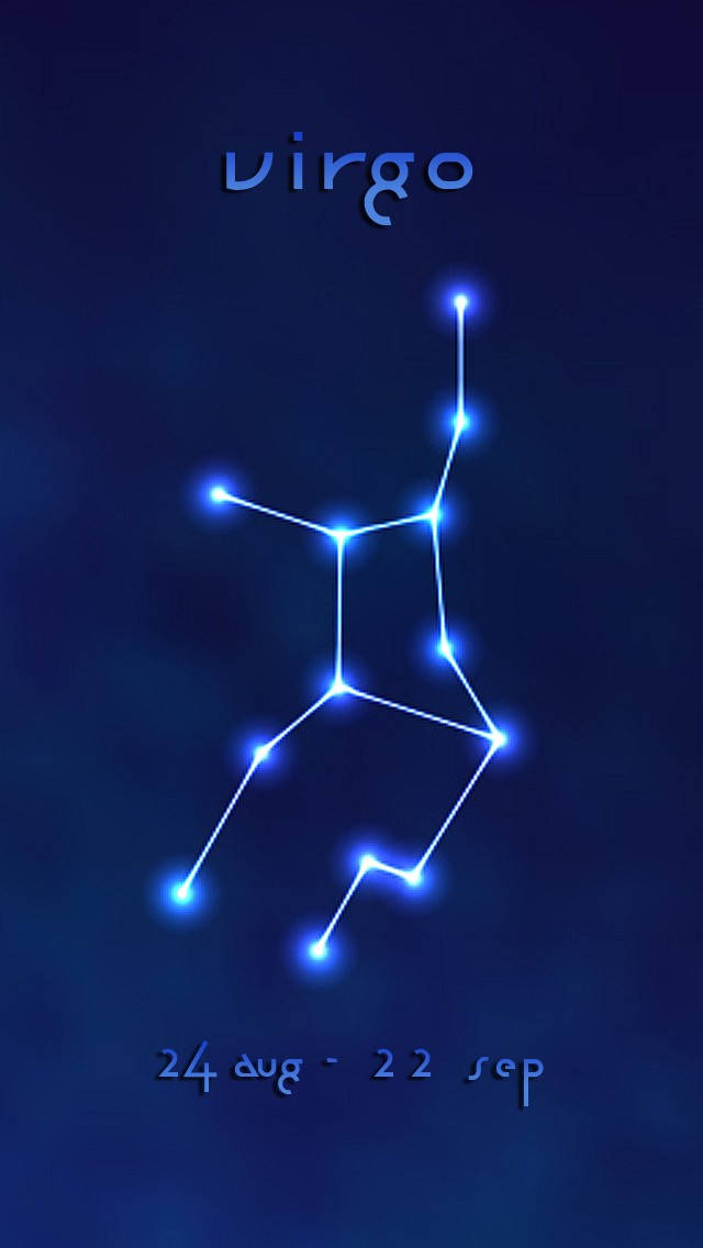 Virgo Zodiac Constellation Blue Background