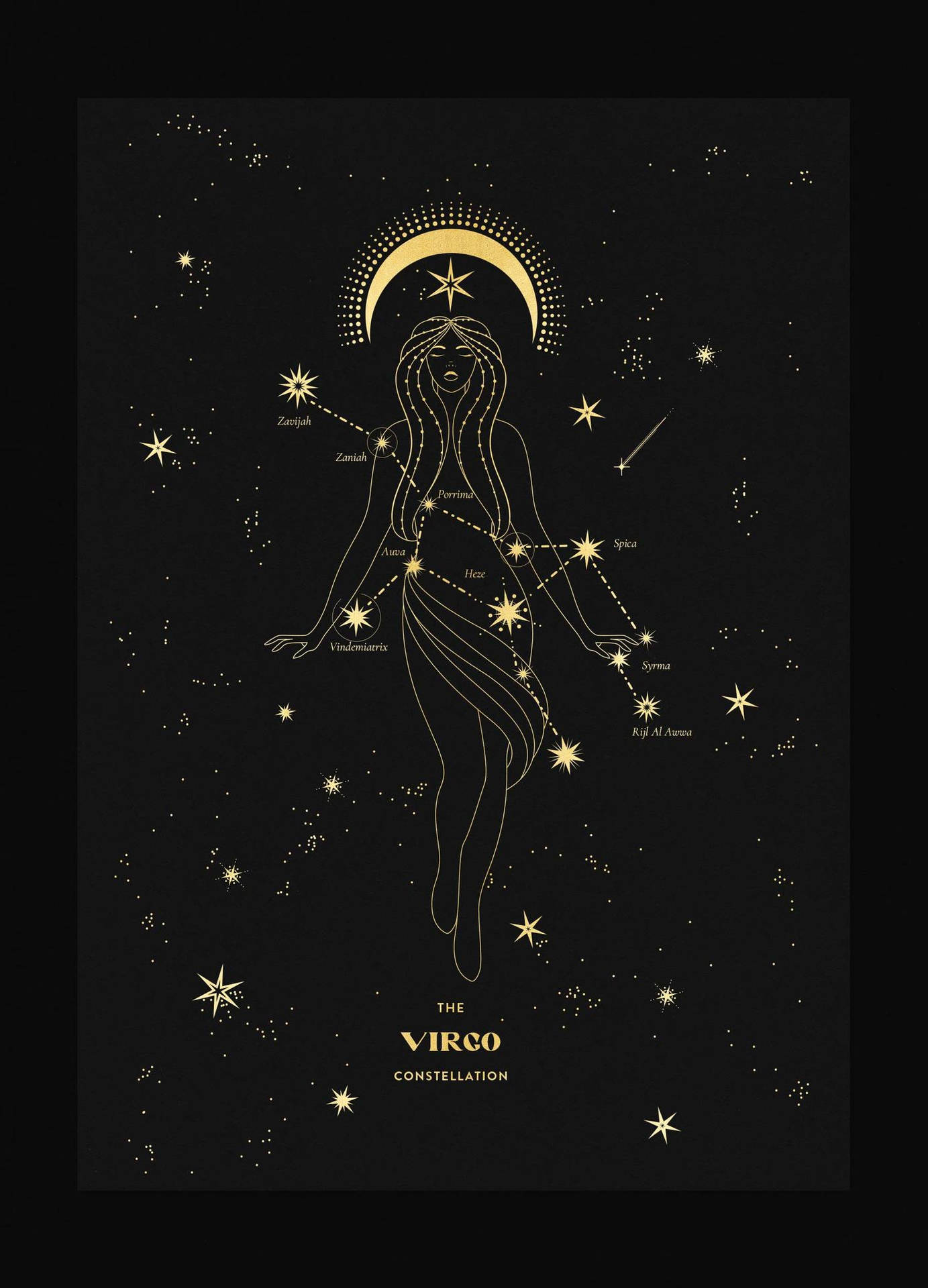 Virgo Zodiac Golden Goddess Background
