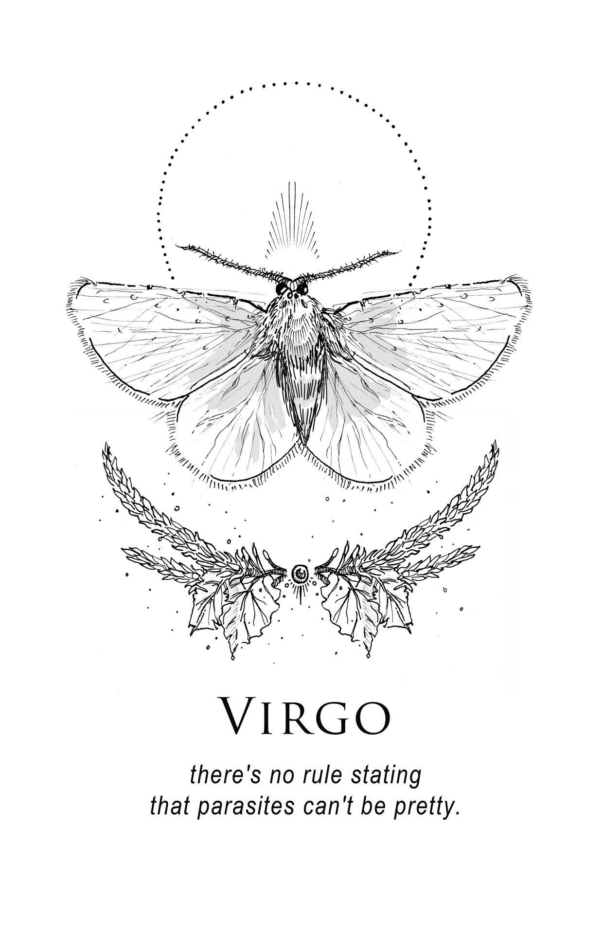 Virgo Zodiac Moth Art Background