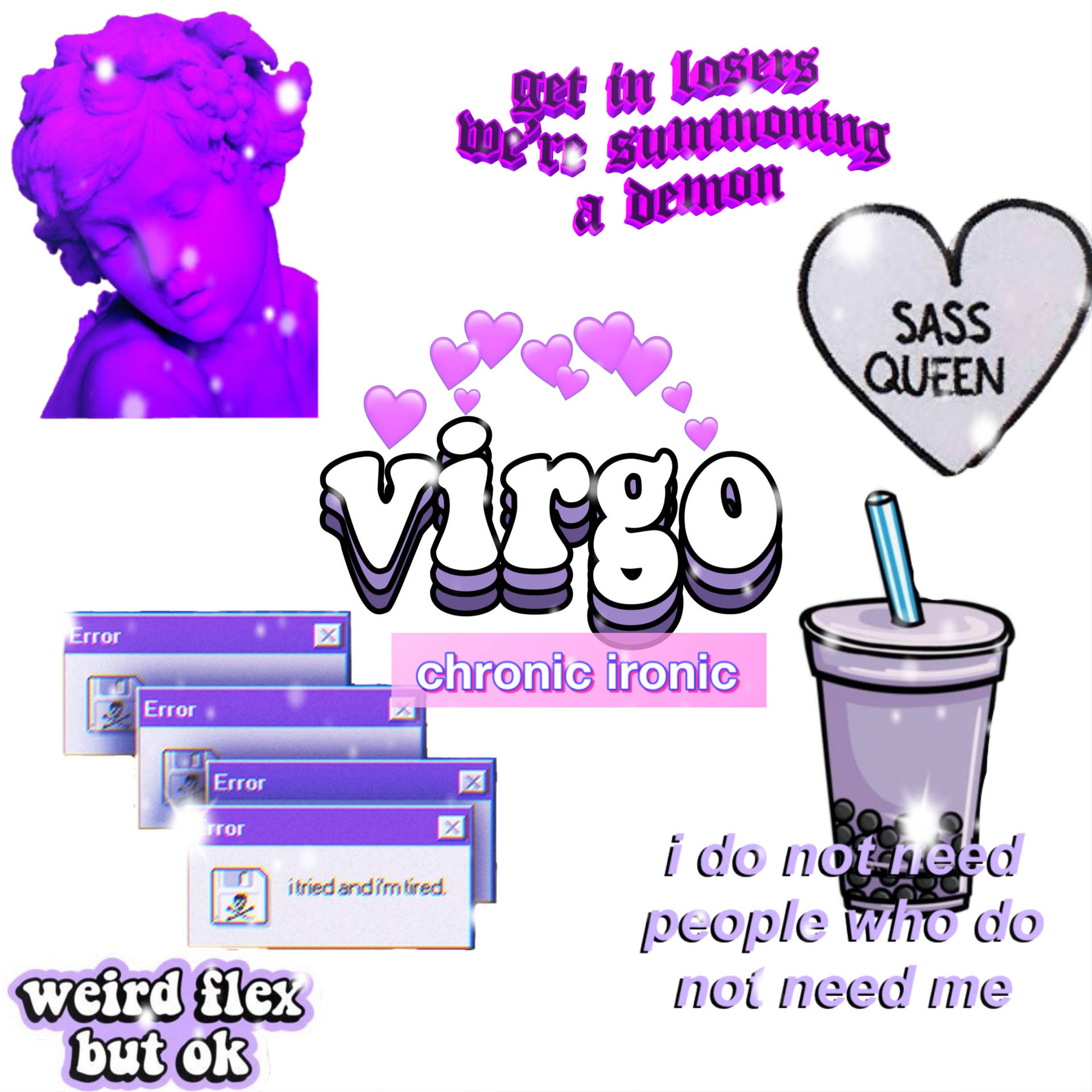 Virgo Zodiac Purple Collage Background