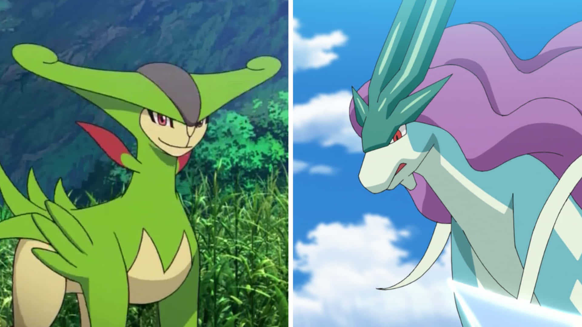 Virizion And Suicune Side By Side Background