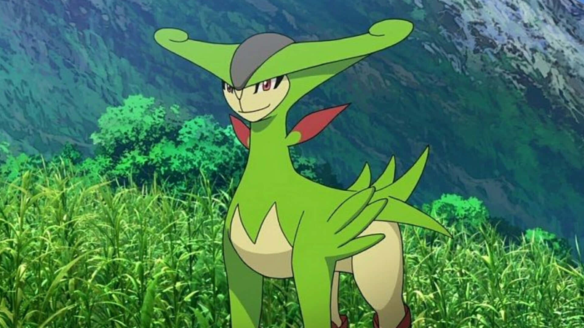 Virizion In The Pokemon Anime Background