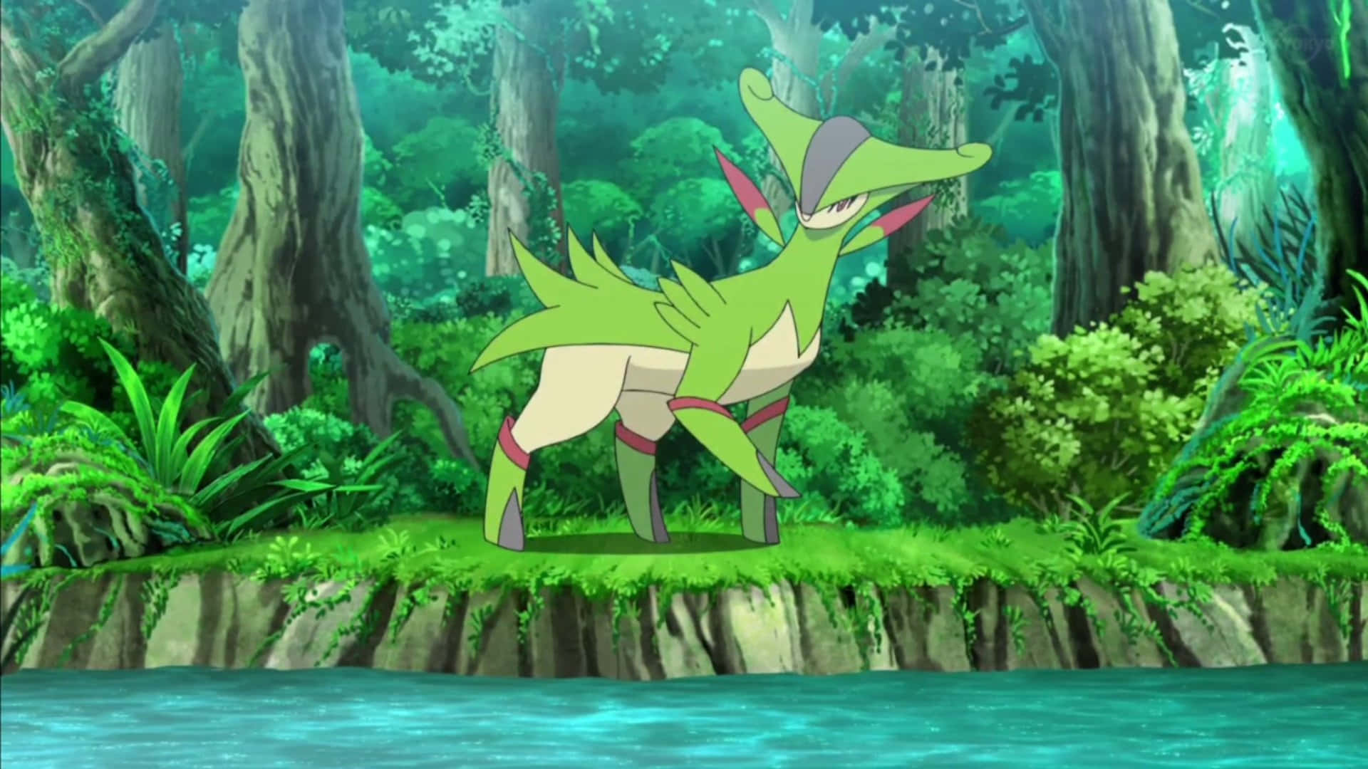 Virizion Looking At The River Desktop Background