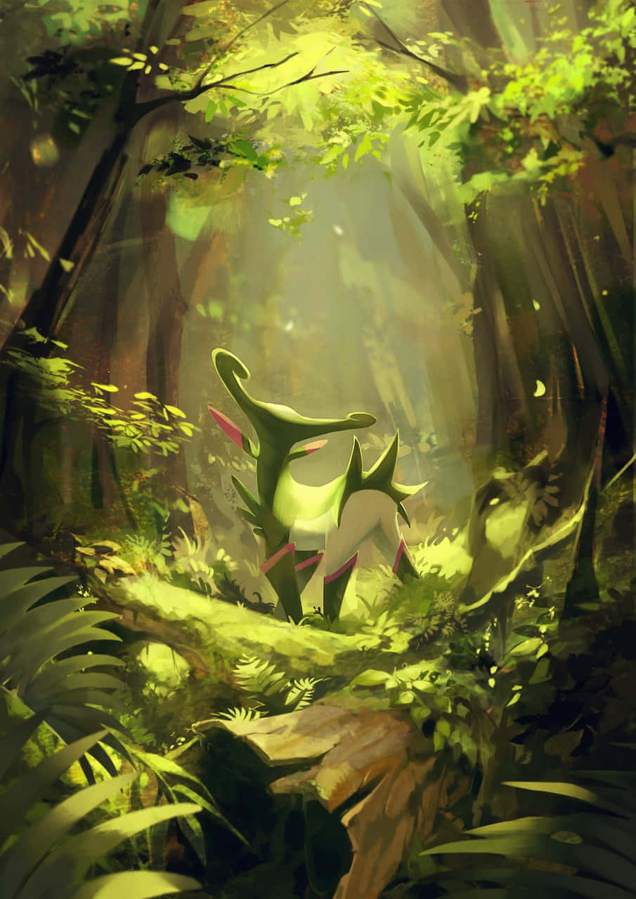 Virizon In The Forest Green Aesthetic Phone Background