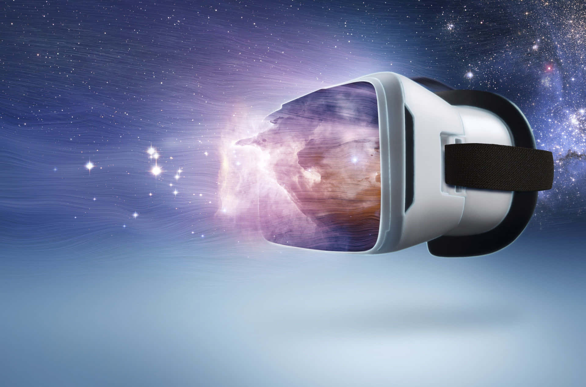 Virtual Reality Headset Cosmic Experience Background