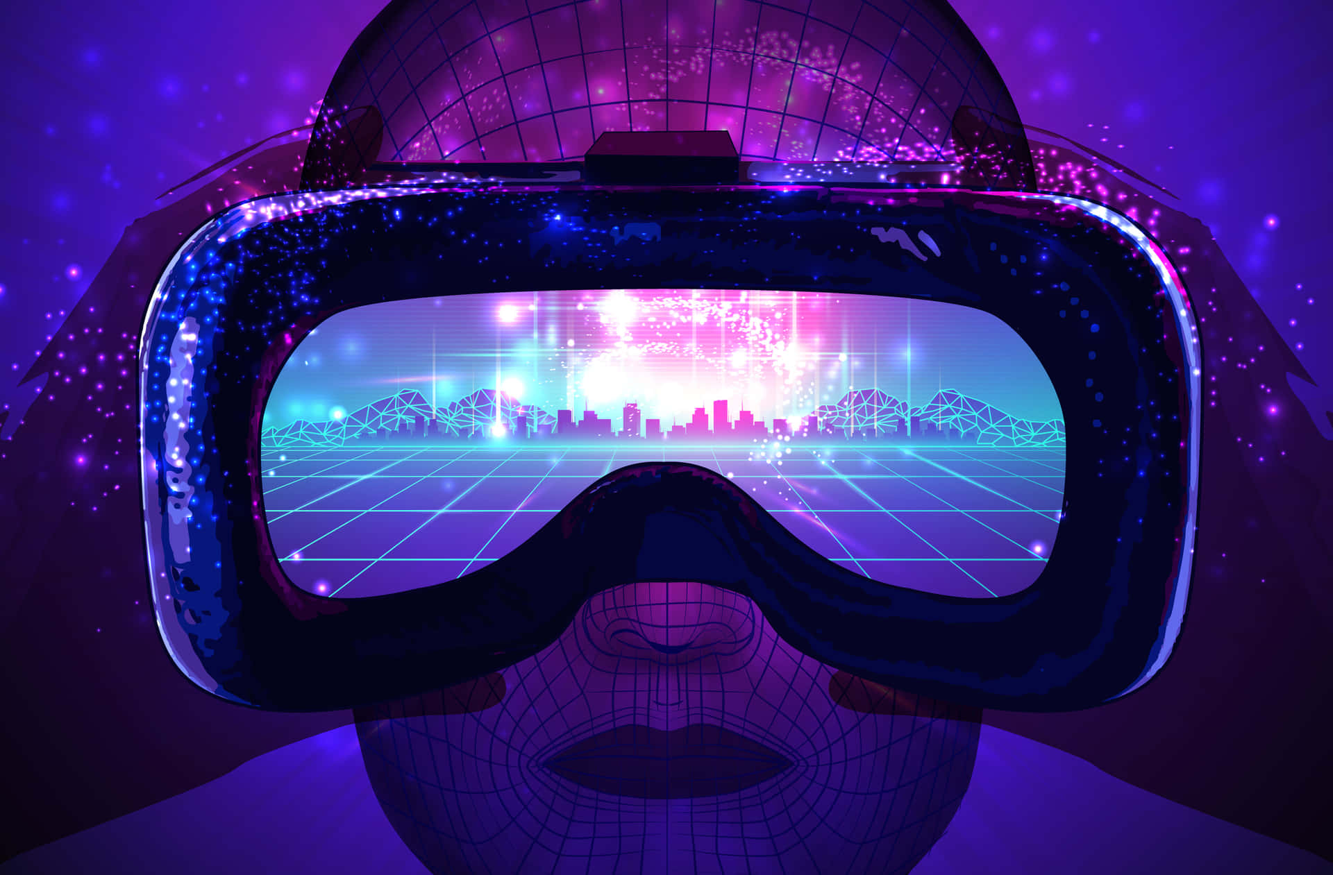 Virtual Reality Headset Cyberspace View Background