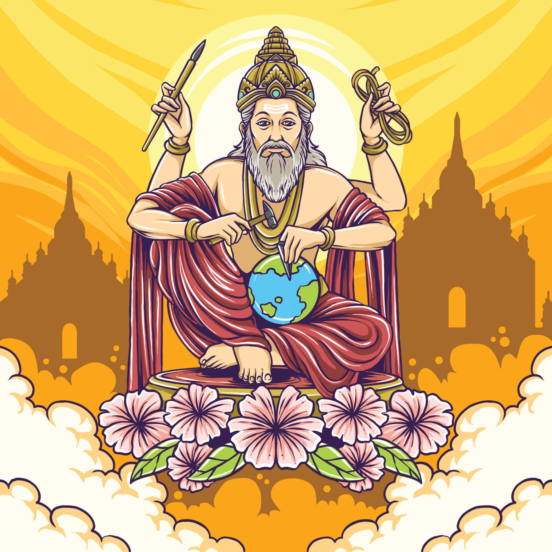 Vishwakarma Divine Architect Illustration Background