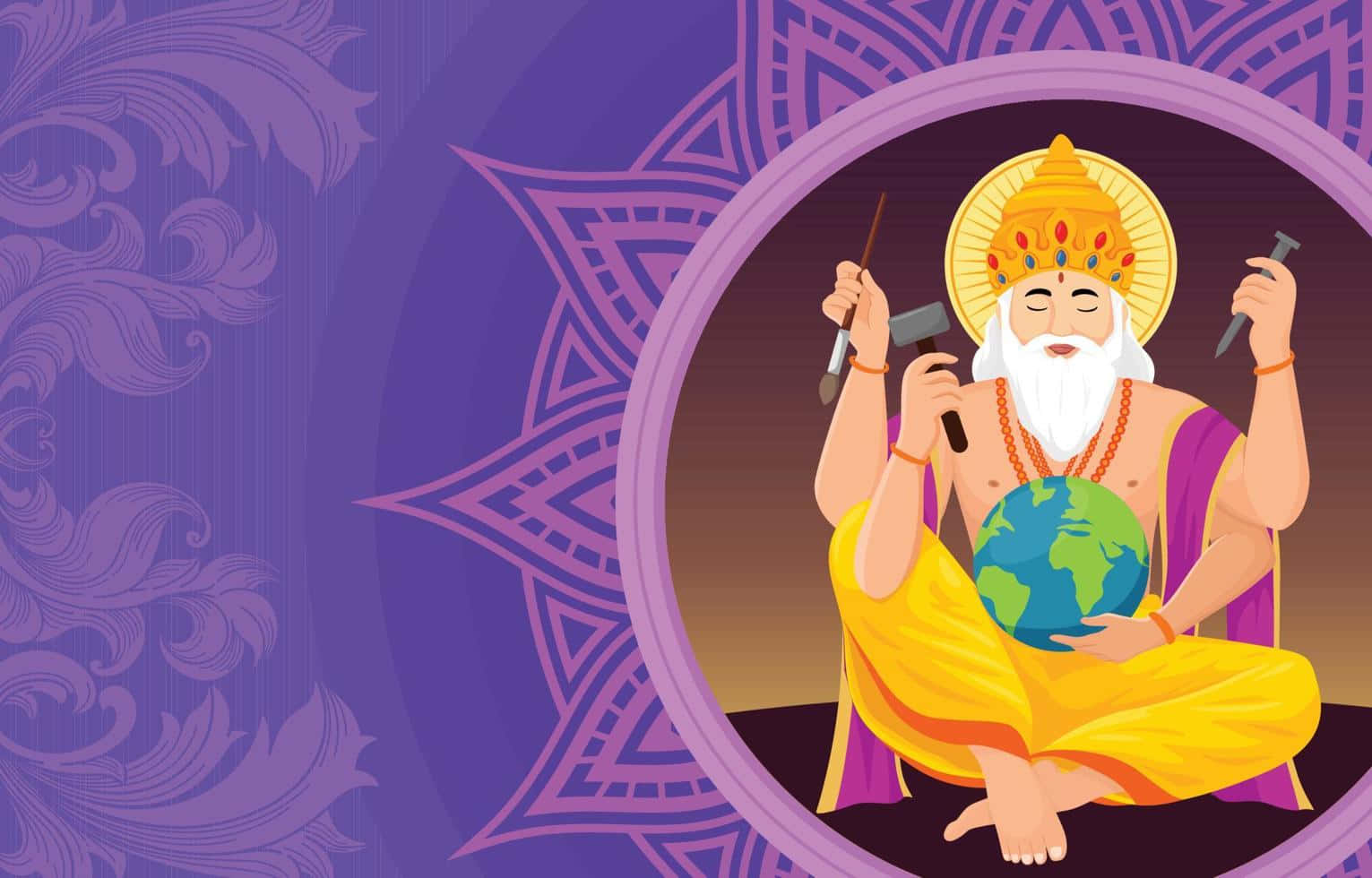 Vishwakarma Hindu God Creatorof Universe Background