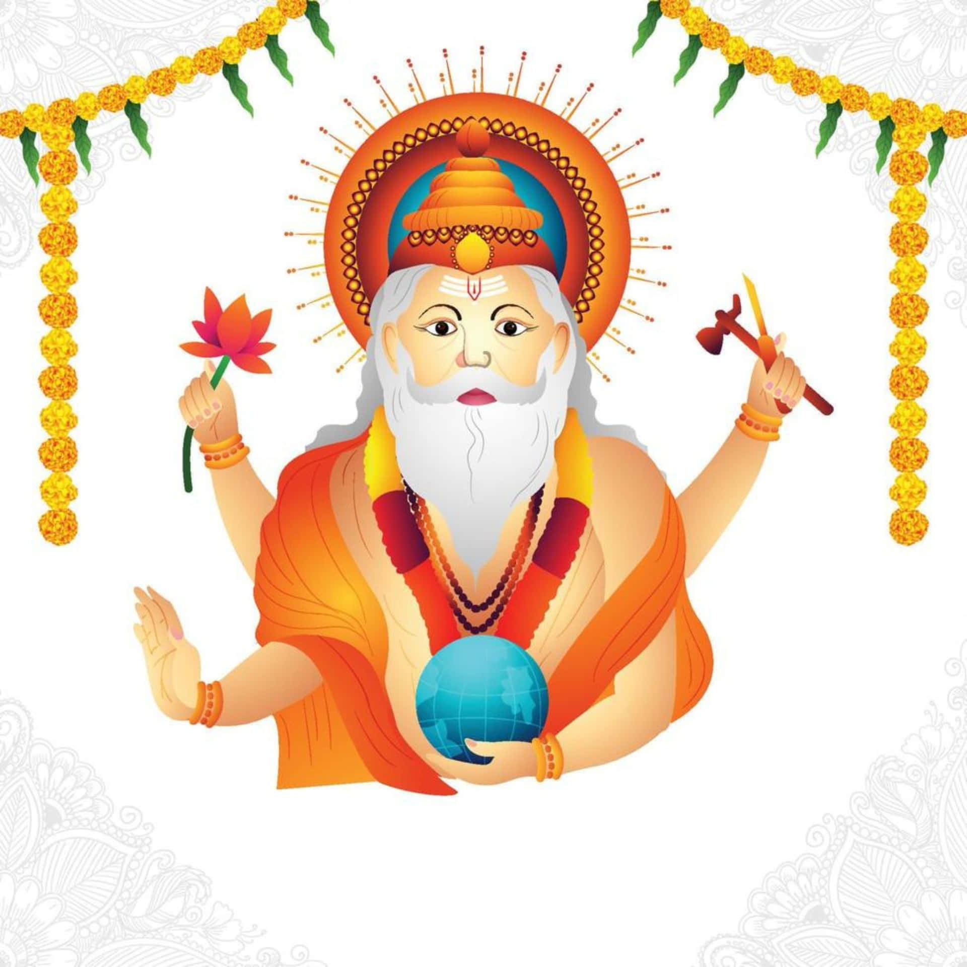 Vishwakarma Hindu God Illustration Background