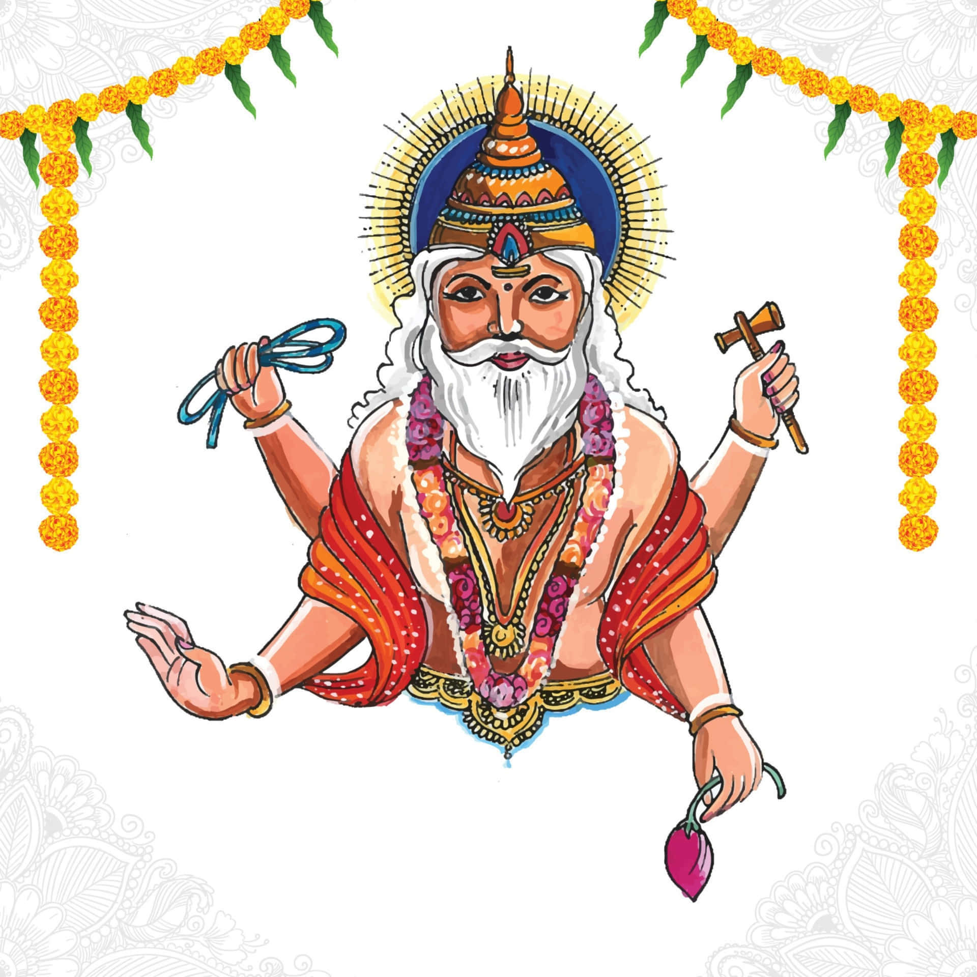 Vishwakarma Hindu God Illustration Background