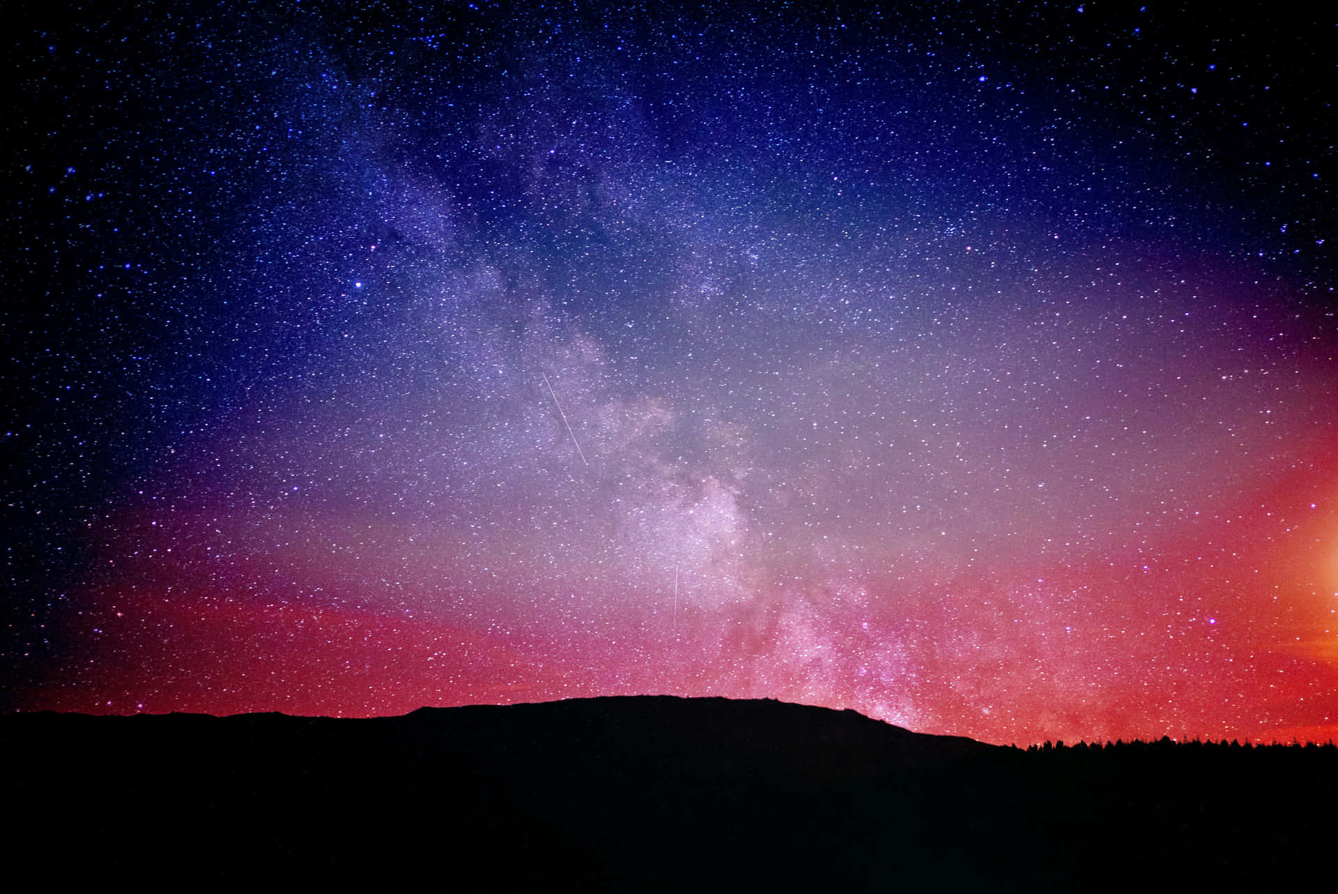 Visible Night Sky Sunset Colors Background