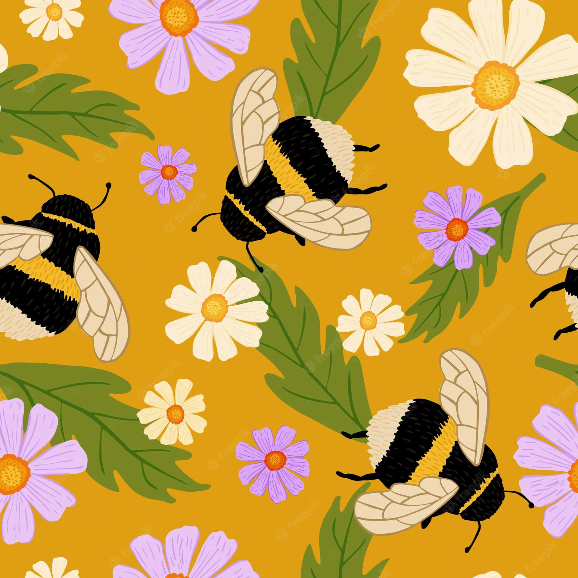 Visit The Garden Of Eden With This Vintage Bee Background