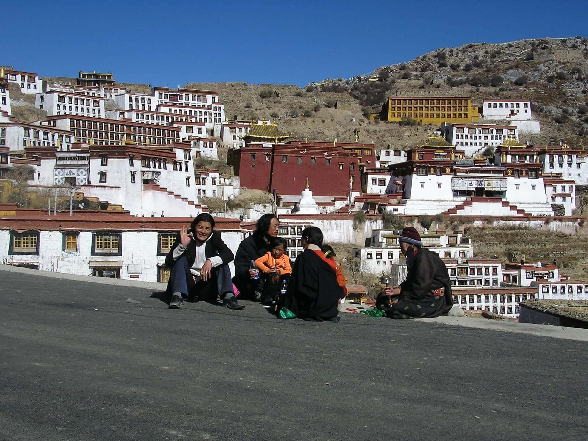 Visit To Ganden Monastery In Lhasa Background