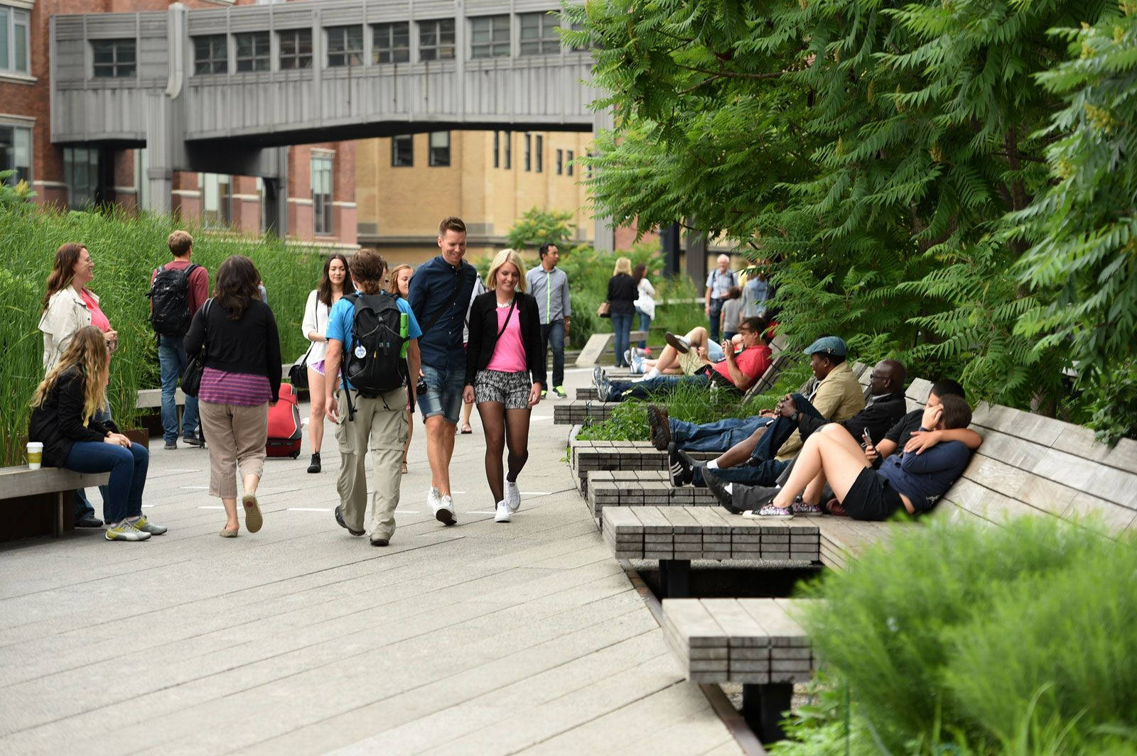 Visitors Sitting Walking The High Line Background