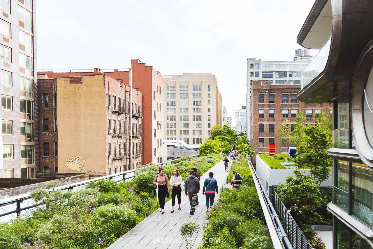 Visitors Walking Around The High Line Background