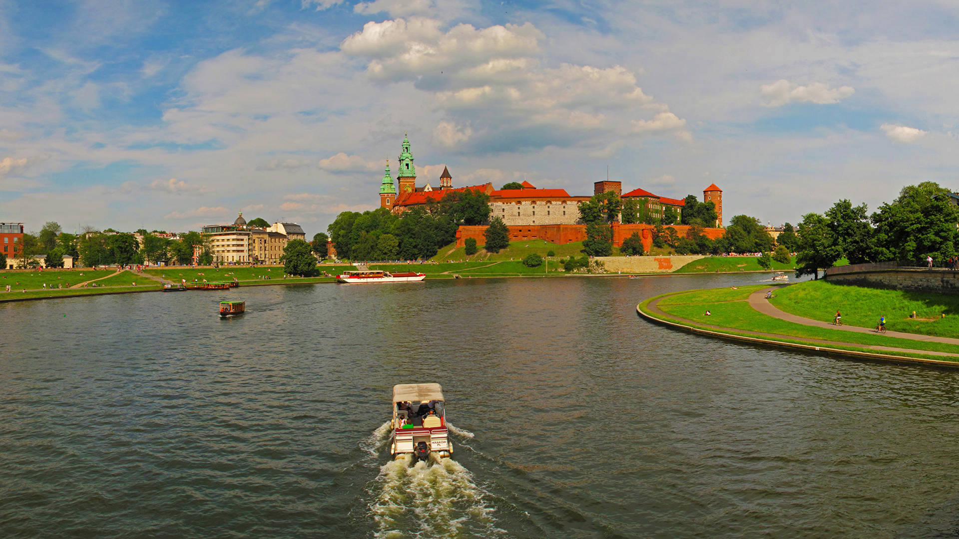 Vistula River In Krakow Poland Background