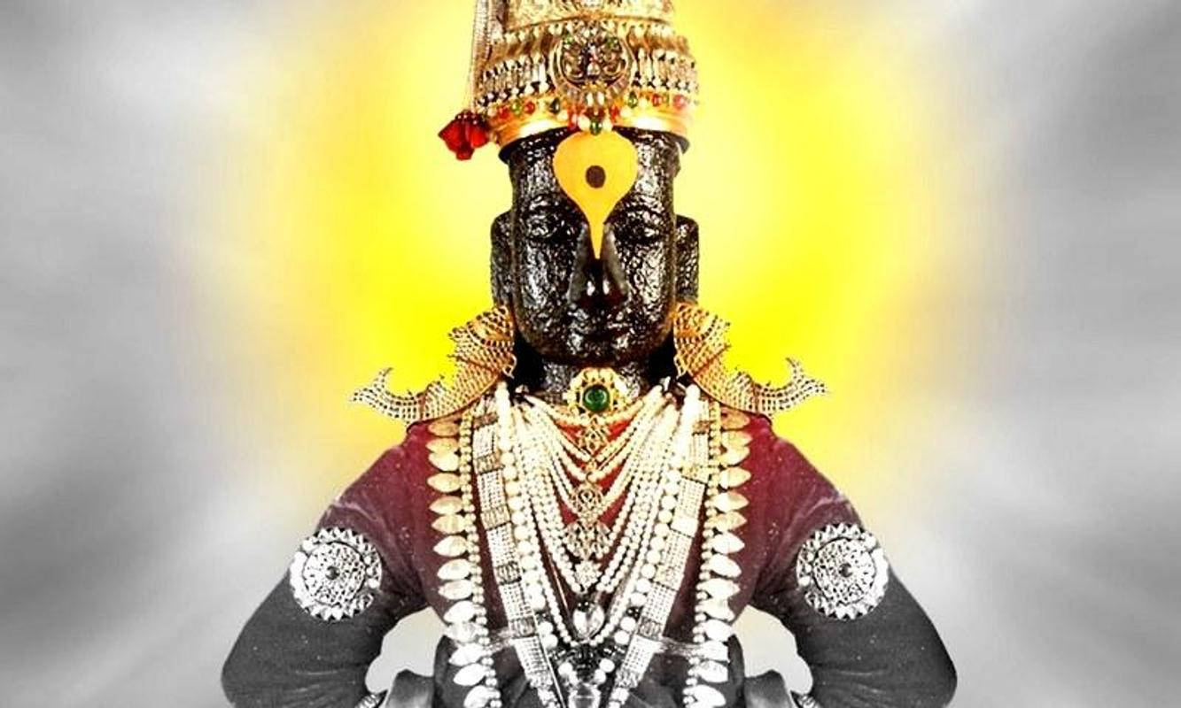 Vitthal Statue With Gold Ornaments Background