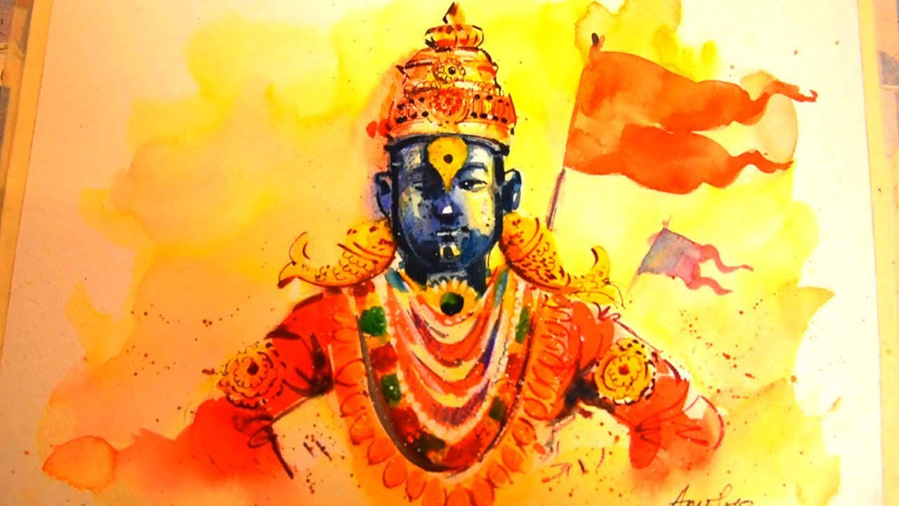 Vitthal Watercolor Painting Background