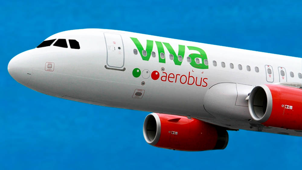 Viva Aerobus Airplane In Mid-flight With Logo Prominently Displayed