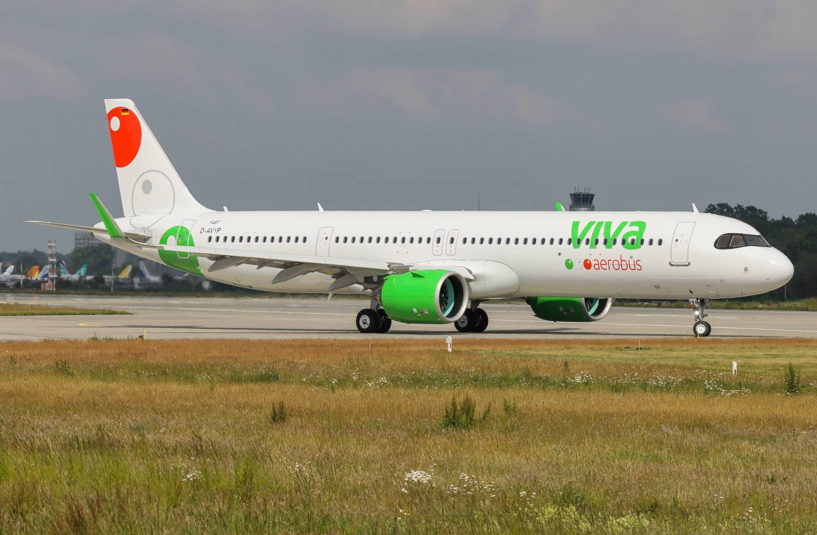 Viva Aerobus Landing Gear Near Grass Background