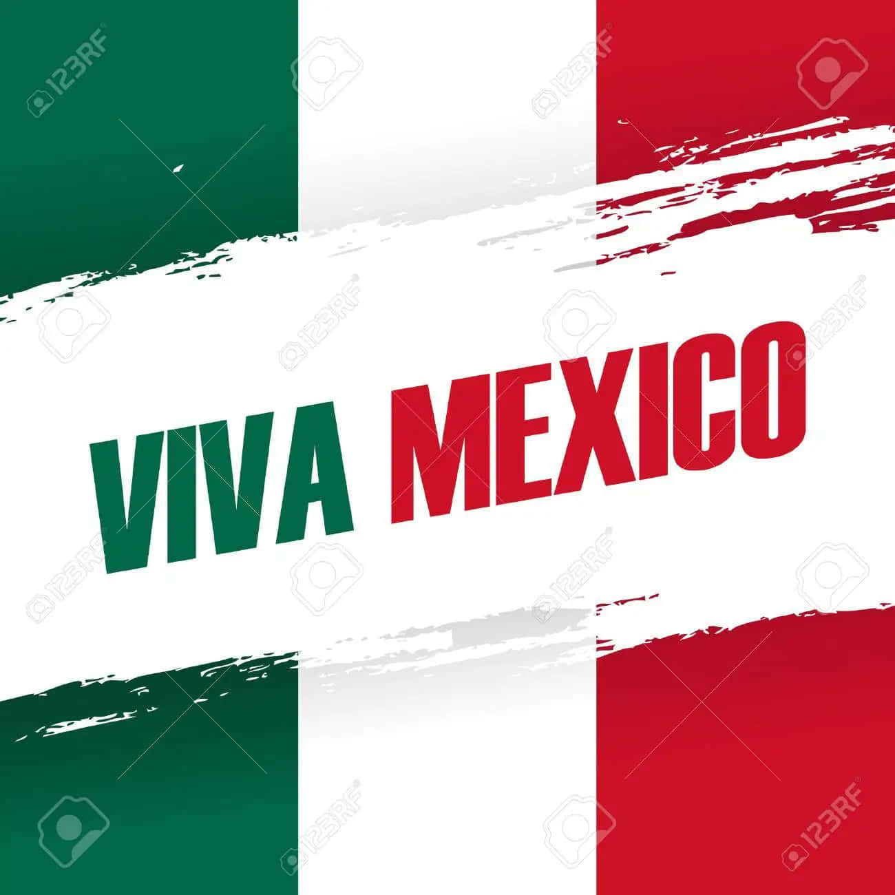 Viva Mexico Flag With The Word Viva Mexico Stock Vector Background