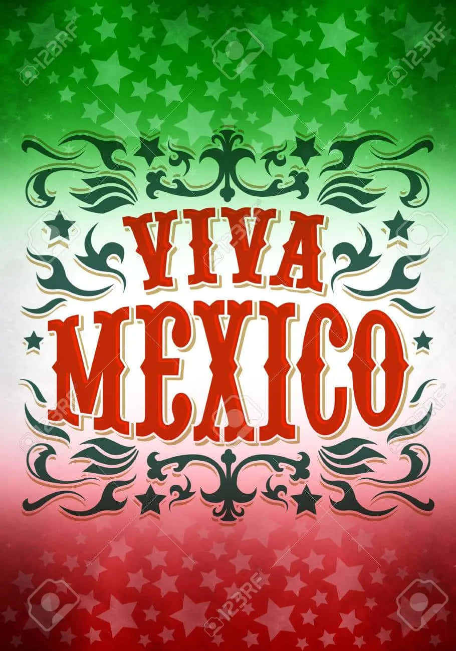 Viva Mexico On A Green, Red And White Background Stock Photo - 6279 Background