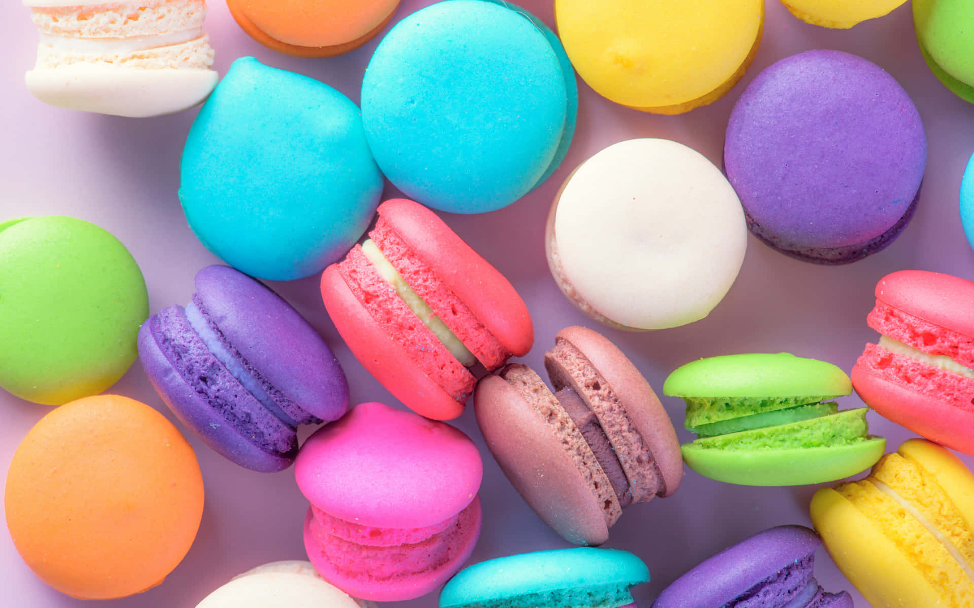 Vivid Colorful Macarons Of Different Flavors