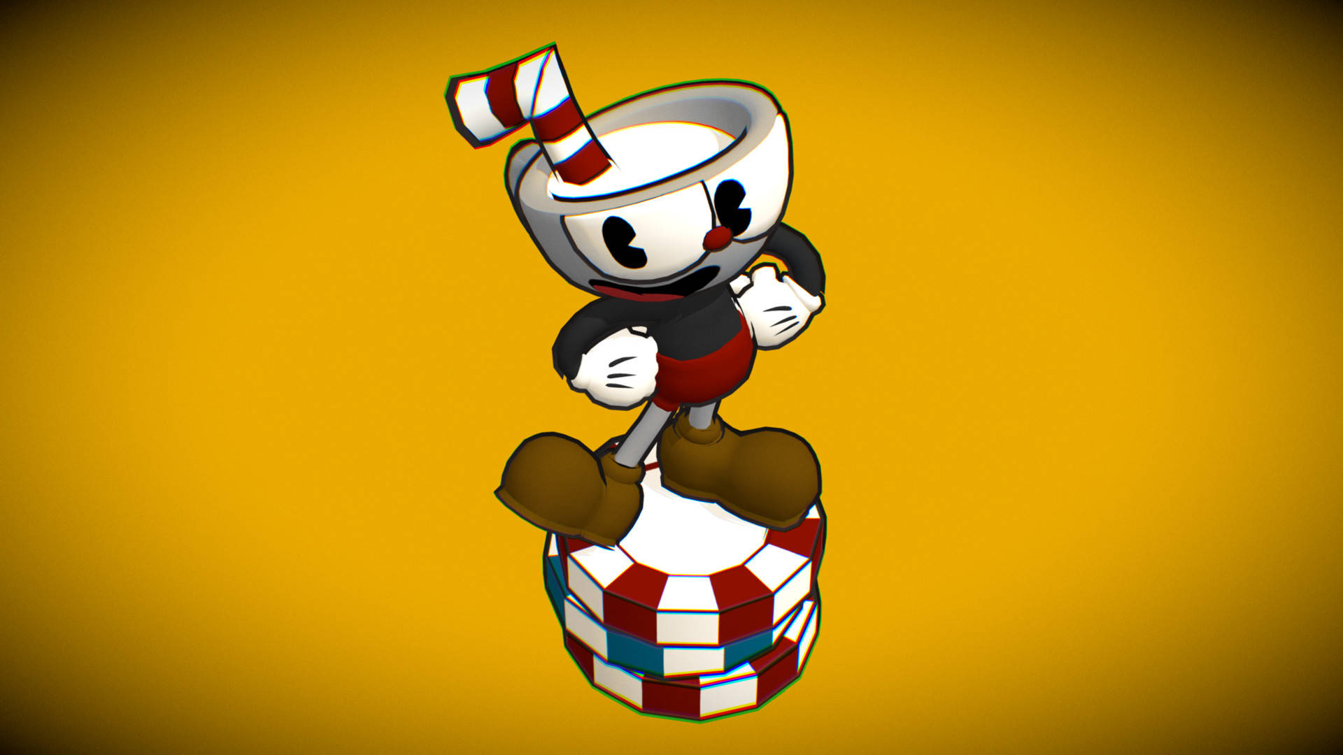 Vivid Cuphead In Yellow Background