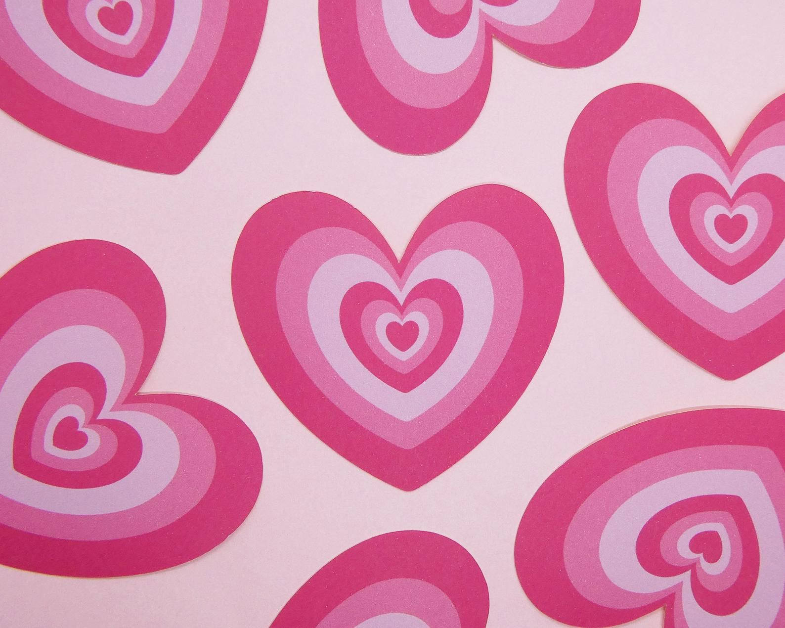 Vivid Pink Wildflower Heart Pattern Background
