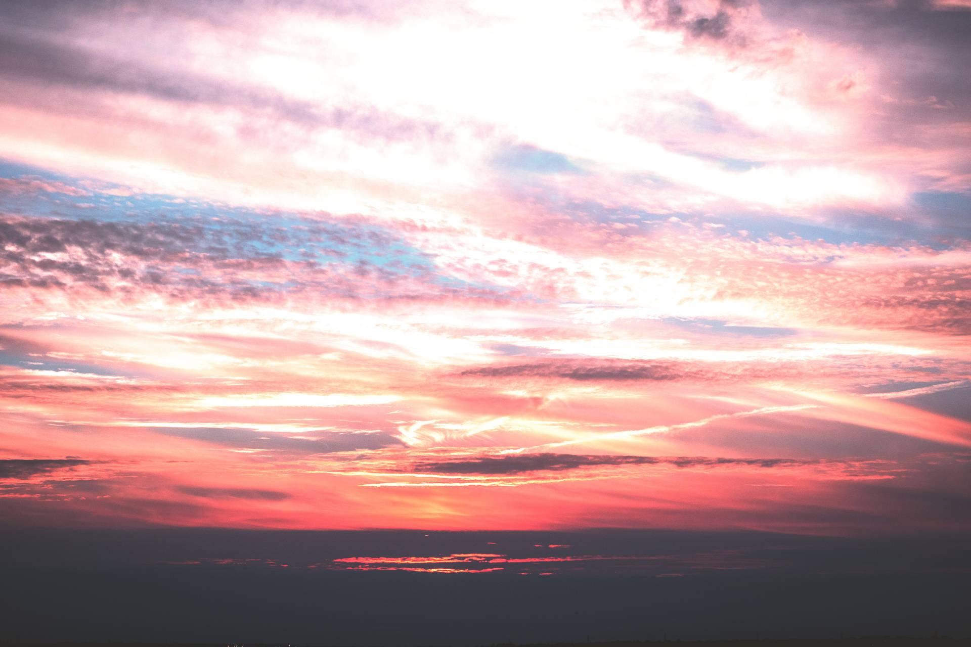 Vivid Sunset Sky For Cloud Aesthetic Background