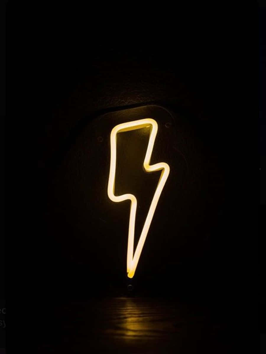 Vivid Yellow Neon Lightning Bolt Icon