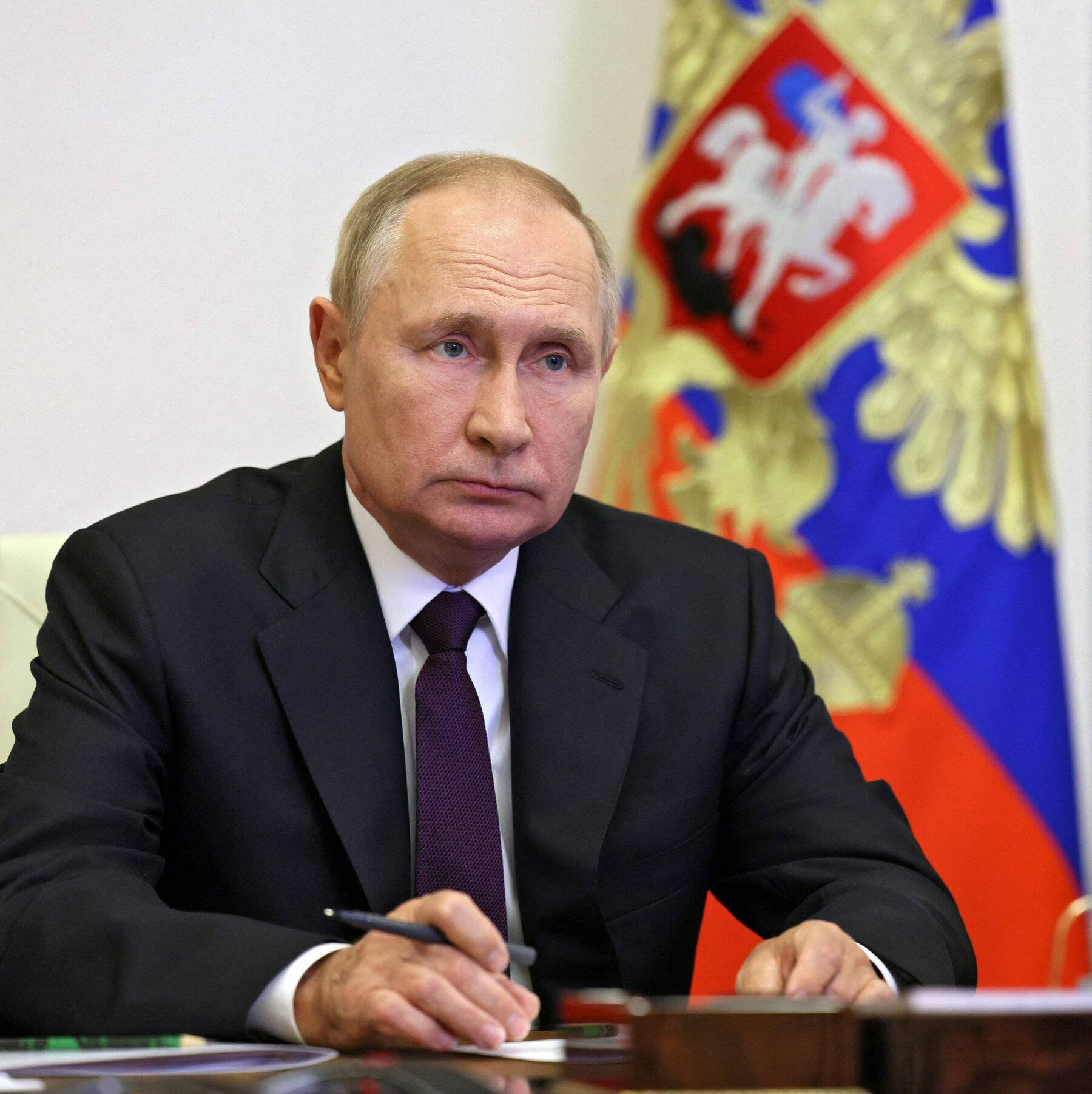 Vladimir Putin Attending Teleconference