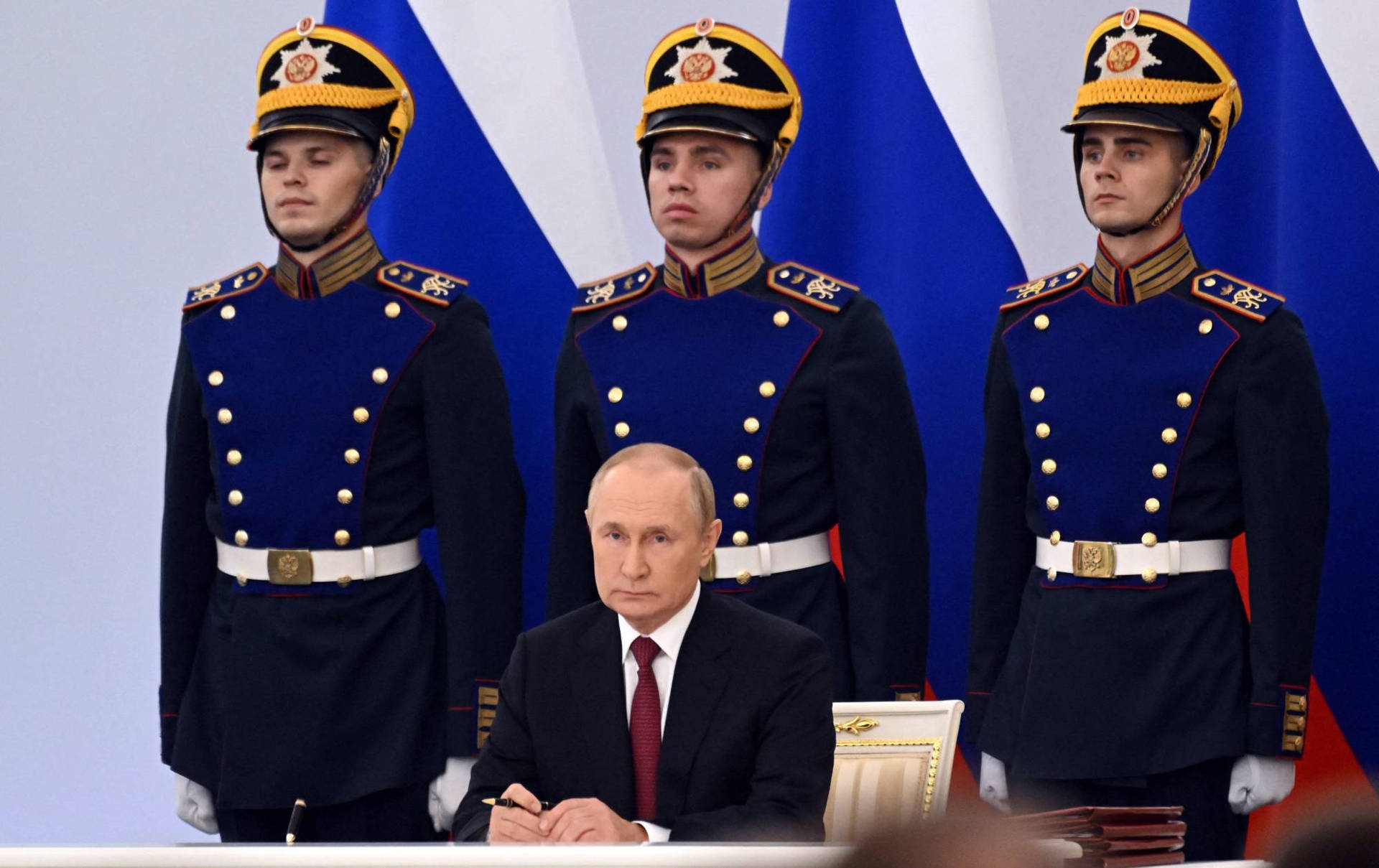 Vladimir Putin With Three Guards