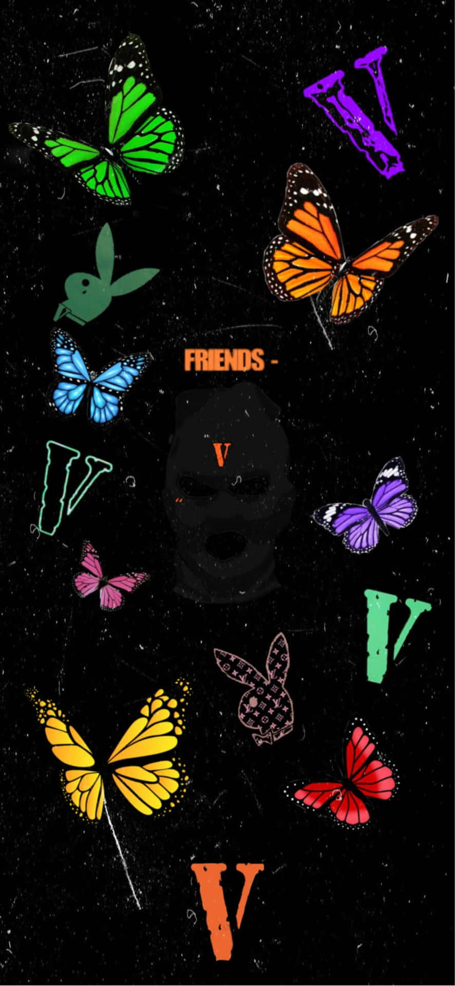 Vlone Iphone Friends Butterflies Background