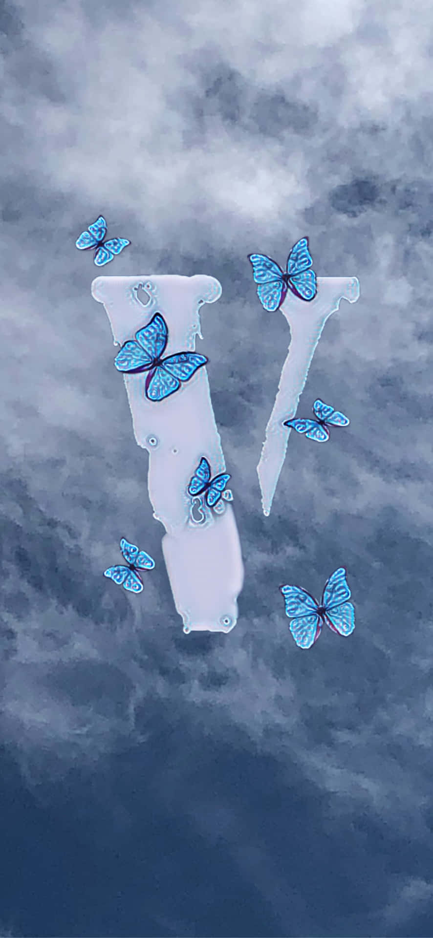 Vlone Iphone Sky Blue Butterflies Background