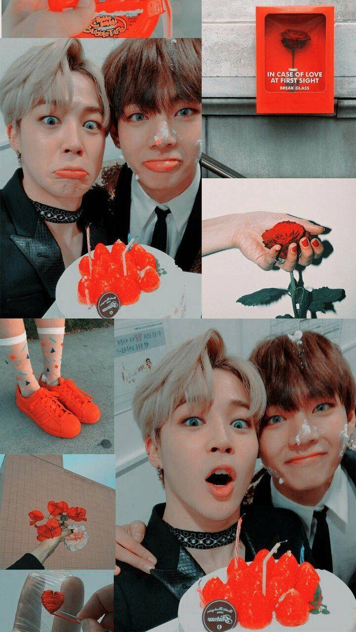 Vmin Pop Red Collage Background