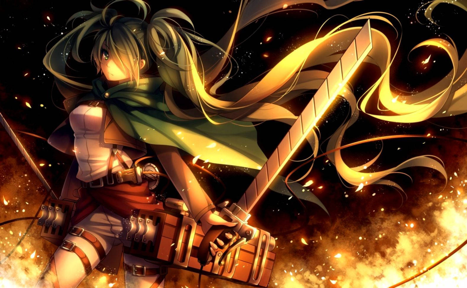 Vocaloid Miku Fire Anime Background
