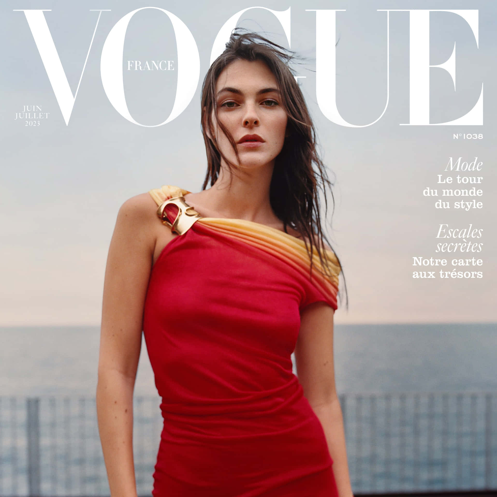 Vogue France Cover June Edition Red Dress Background