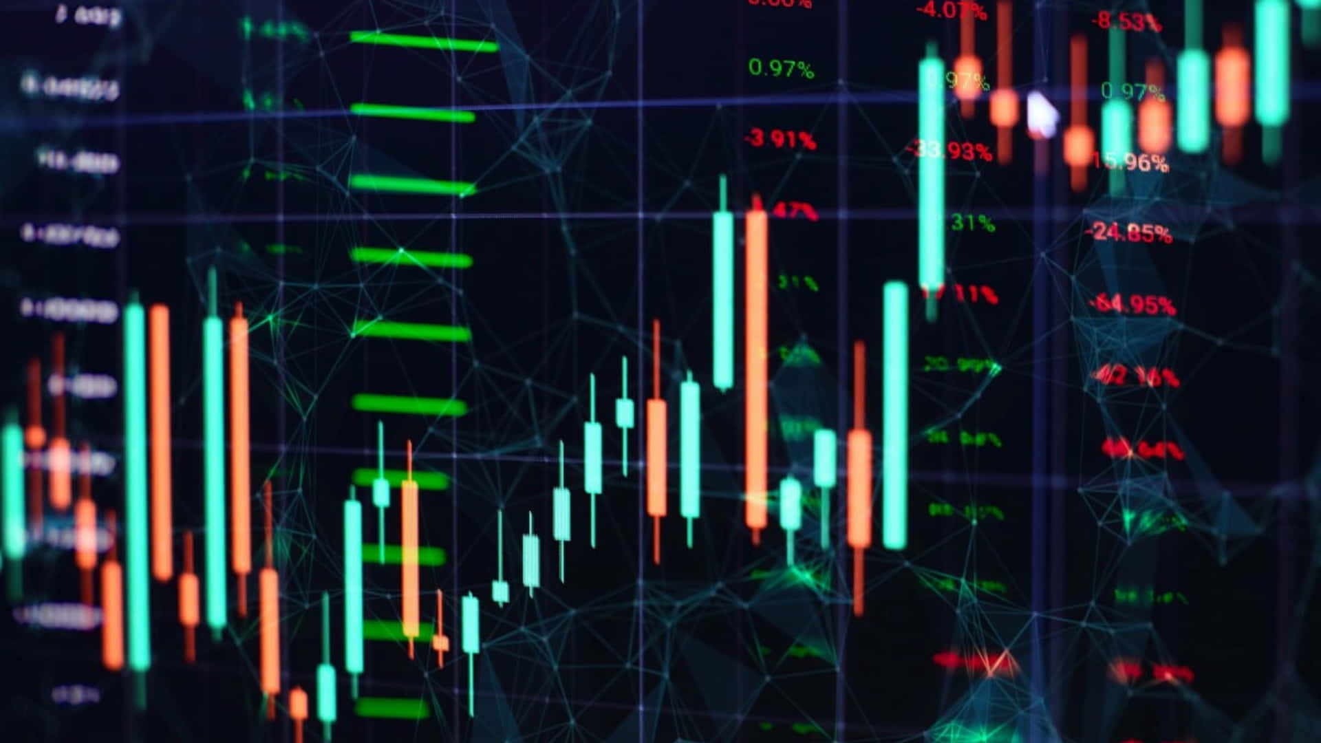 Volatile Stock Market Data Up-close Background