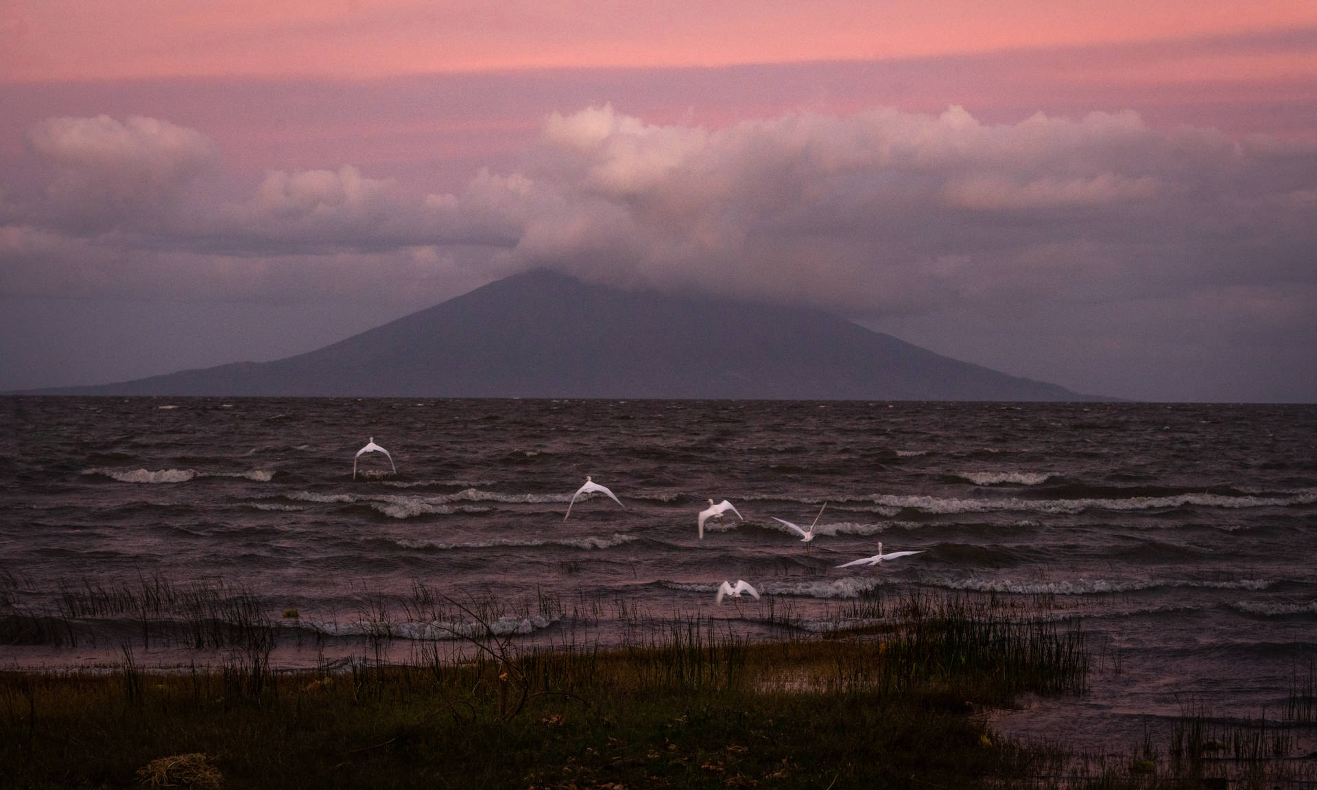 Volcano And Ocean In Nicaragua Background