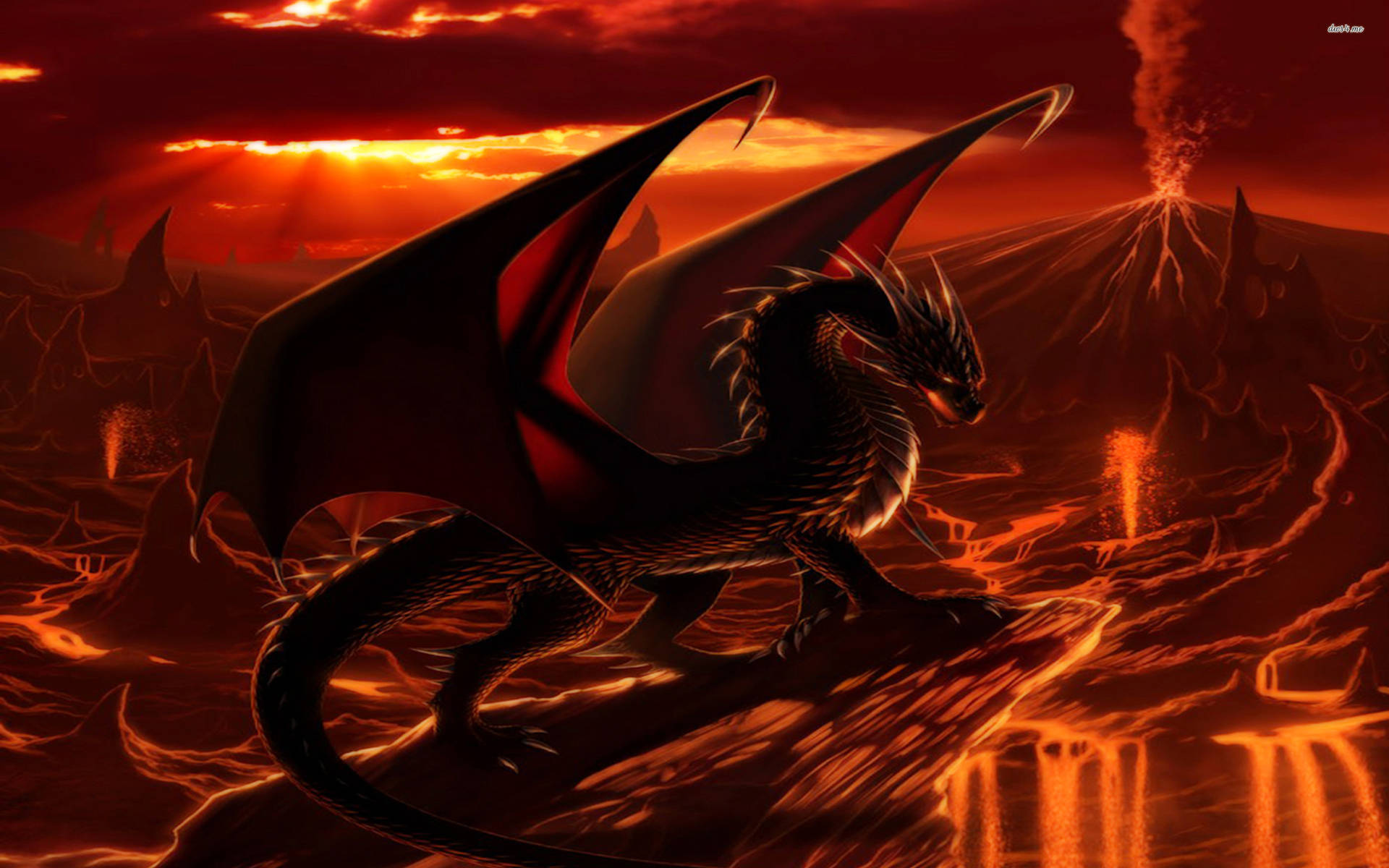 Volcano Lava Dragon Background
