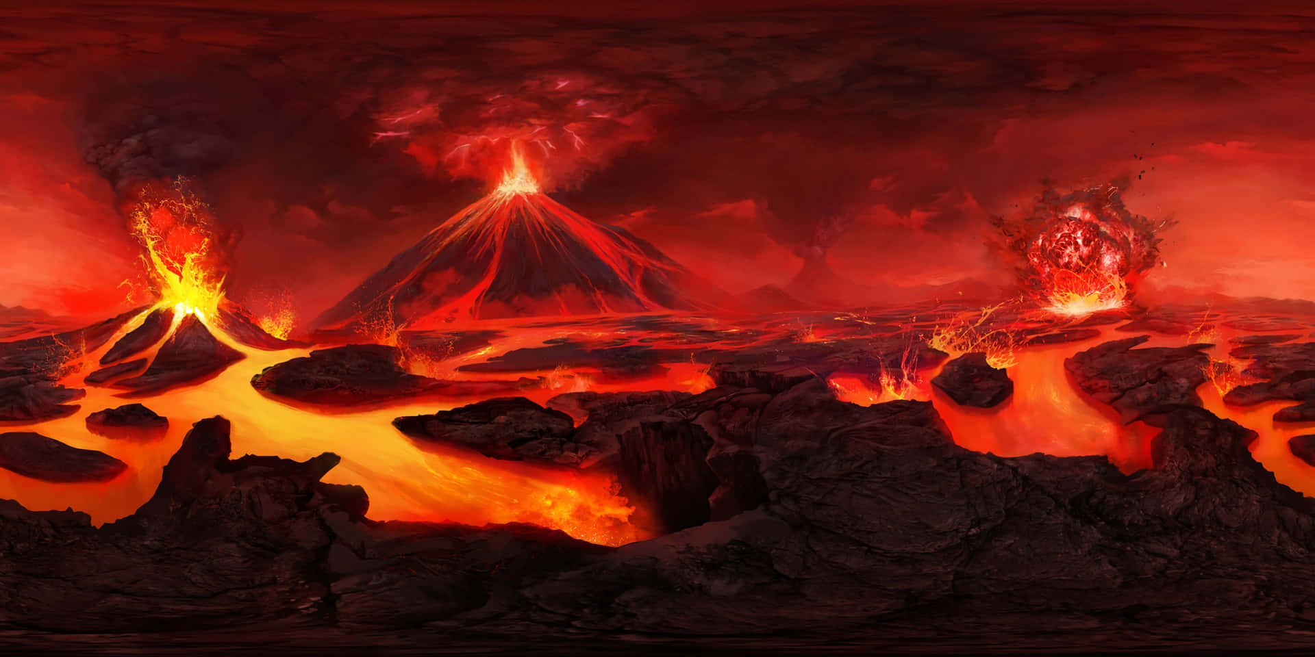 Volcano Lava Flowing Background