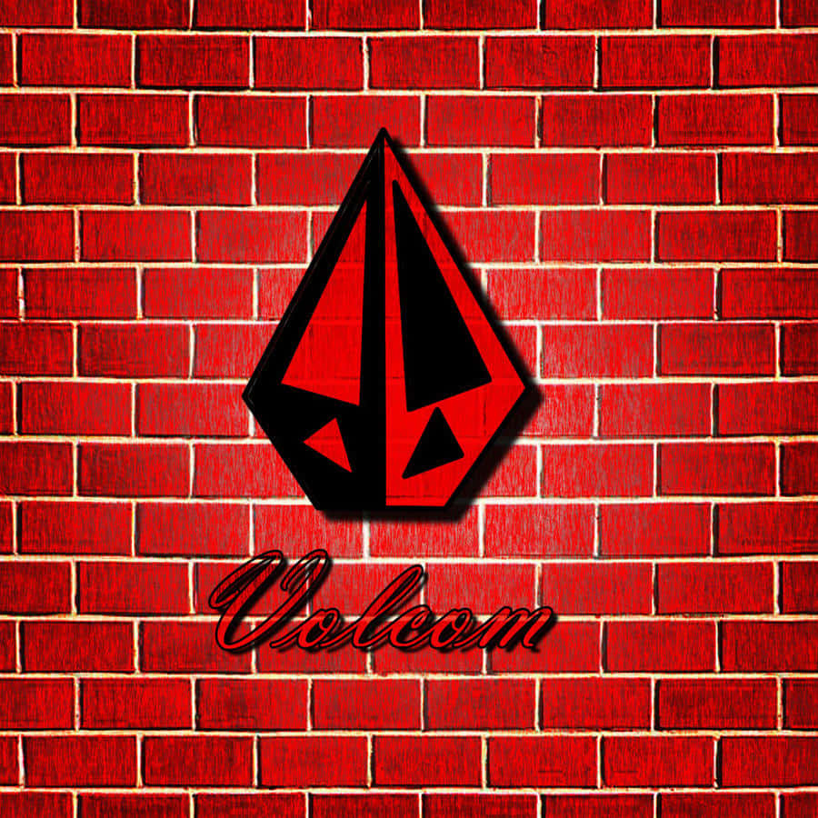 Volcom Logo Red Brick Wall Background
