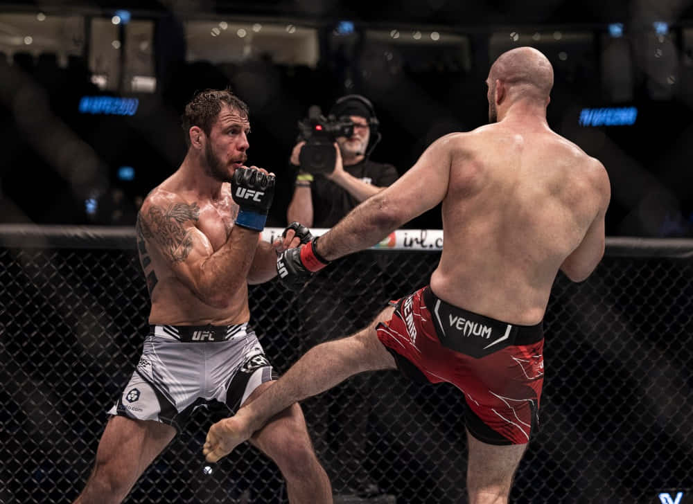 Volkan Oezdemir Kicking Nikita Krylov's Leg Background