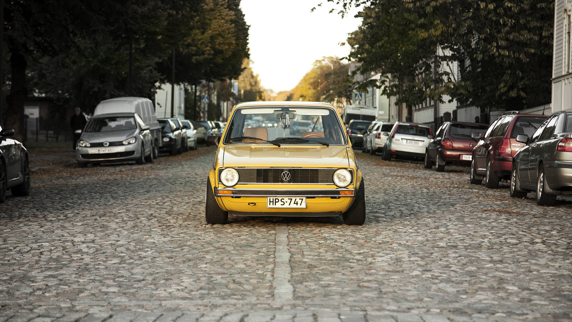 Volkswagen, Golf, Mk1, Yellow, Front View Background