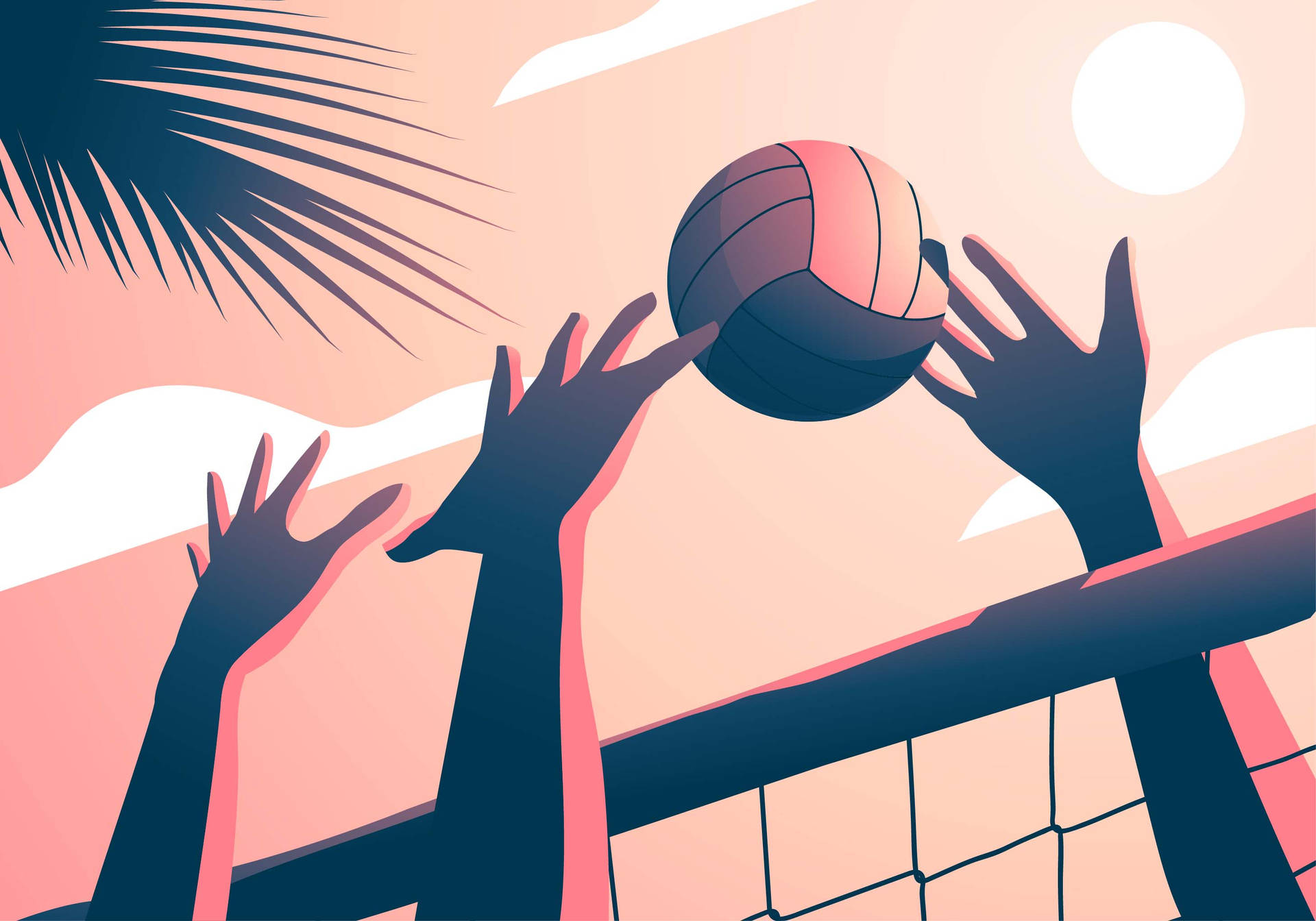 Volleyball Aesthetic Serve And Block Background