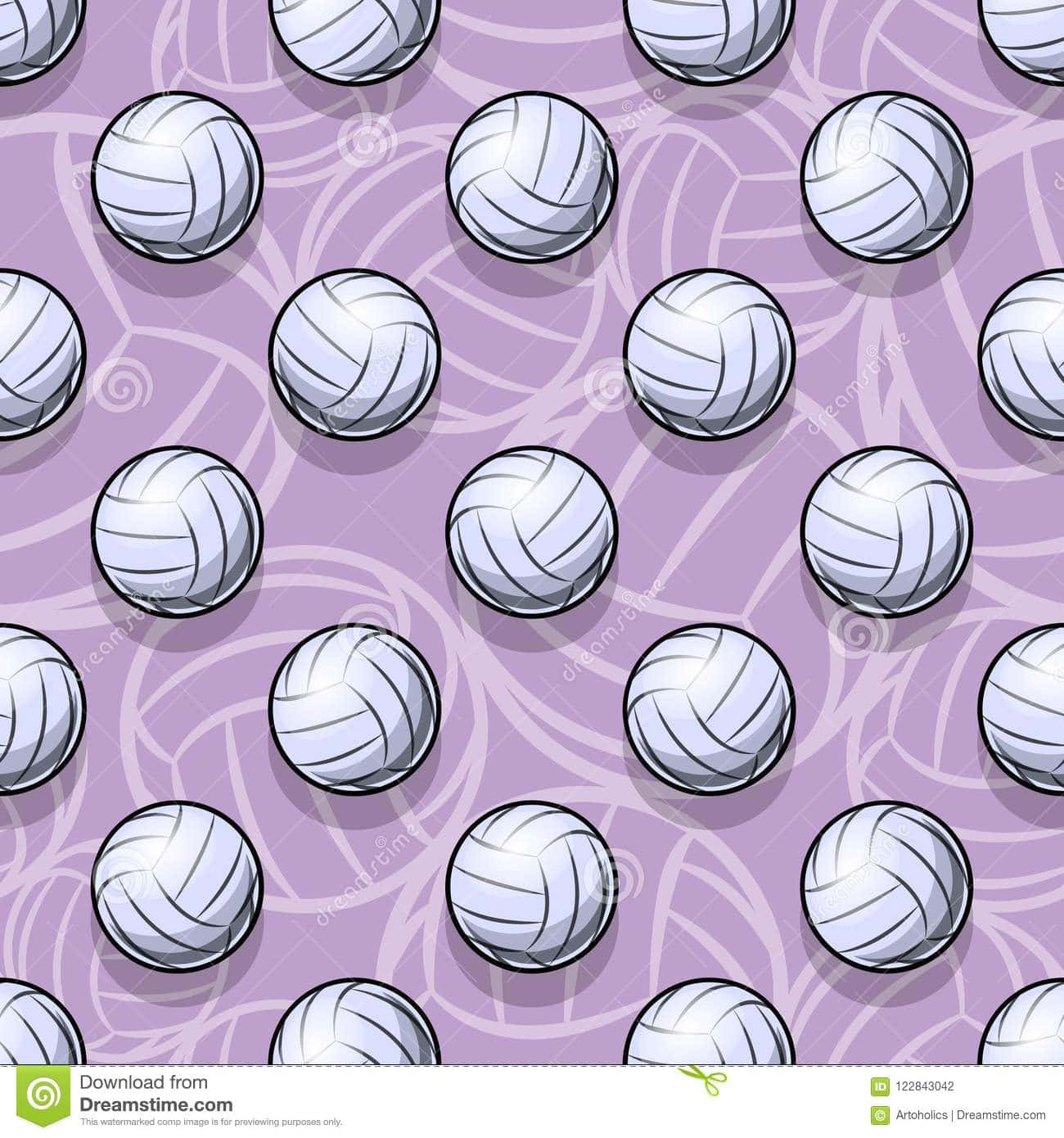 Volleyball Ball Pattern On Purple Background Background